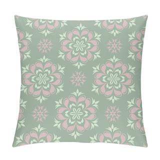 Personality  Olive Green Floral Seamless Pattern With Pale Pink Elements. Background With Flower Designs For Wallpapers, Textile And Fabrics Pillow Covers