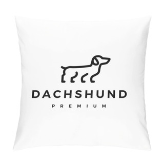 Personality  Sausage Dog Dachshund Logo Vector Icon Illustration Line Outline Style Pillow Covers