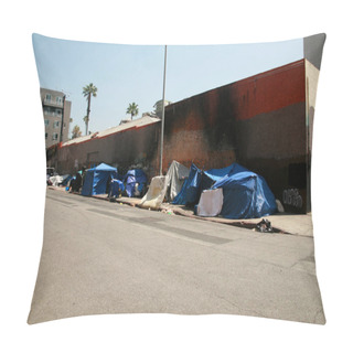 Personality  6/20/2019 Los Angeles, California: Homeless Tent Camps And Homeless People In Los Angeles California. Approximately 60,000 Persons May Be Found Homeless On Any Given Night In LA. Editorial Use Only. Pillow Covers