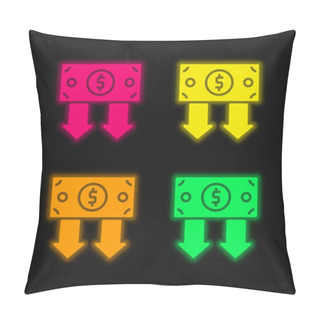 Personality  Bond Four Color Glowing Neon Vector Icon Pillow Covers