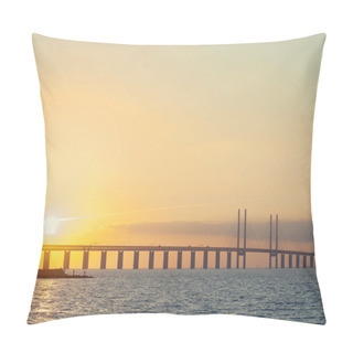Personality  Sunset View Of Oresund Bridge Between Copenhagen, Denmark And Malmo, Sweden Pillow Covers