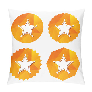 Personality  Star Sheriff Sign Icon. Police Button. Pillow Covers