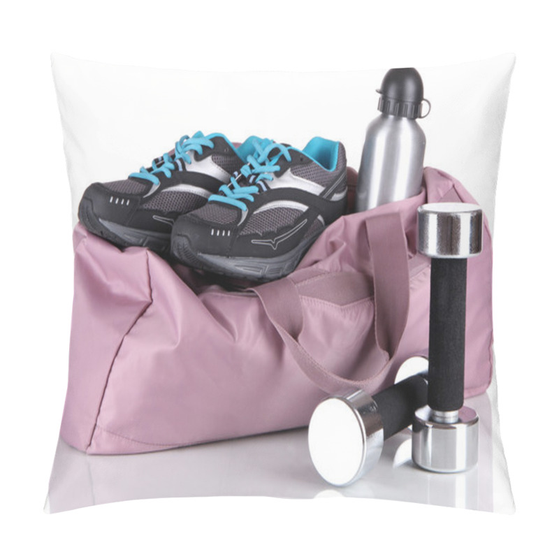 Personality  Sports Bag With Sports Equipment Isolated On White Pillow Covers