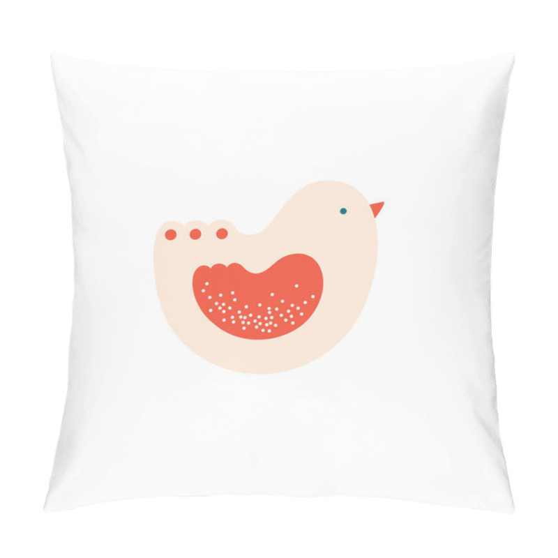Personality  Folk illustration of bird with branch isolated on white background. Decorative element for card, poster, design. Spring and easter concept. pillow covers