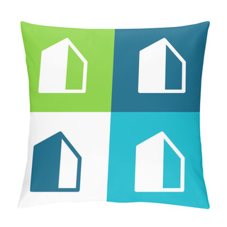 Personality  Big Building Flat Four Color Minimal Icon Set Pillow Covers