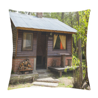 Personality  Exterior Of Wooden Cabin Pillow Covers