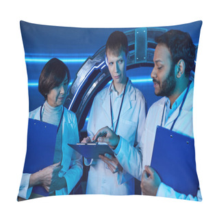 Personality  Discussion Of Three Scientists At The Center Of The Future Pillow Covers