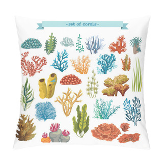 Personality  Set Of Corals And Algaes. Pillow Covers