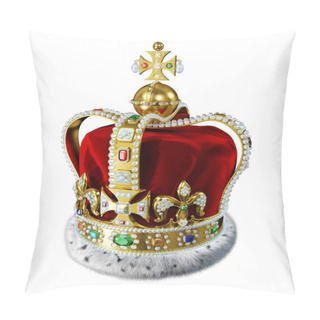 Personality  Royal Gold Crown, With Many Jewels And Decorations, Isolated On Pillow Covers