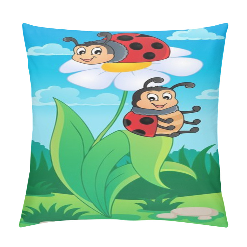 Personality  Image With Ladybug Theme 4 Pillow Covers
