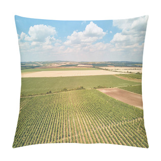 Personality  Aerial View Of Farmland And Blue Sky With Clouds, Czech Republic Pillow Covers