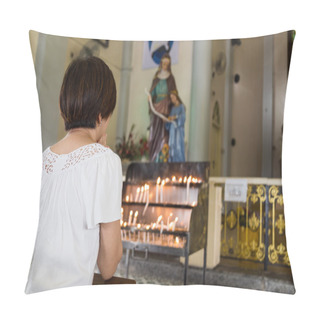 Personality  Believer Kneel And Praying In A Catholic Church  Pillow Covers