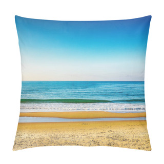 Personality  Attractive View Of Beach Near Cefalu City. Popular Travel Destination Of Mediterranean Sea. Location: Cefalu, Province Of Palermo, Sicily, Italy, Europe Pillow Covers