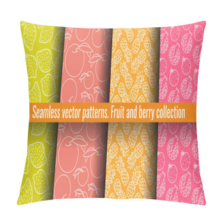 Personality  Lemon, Peach, Pineapple, Pomegranate. Seamless Pattern Set. Juic Pillow Covers