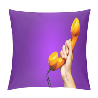 Personality  Close Up Of Hand Holding Telephone Pillow Covers
