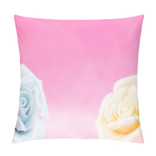 Personality  Pastel Rose (Ceramic ) On Pink Fabic Background Pillow Covers