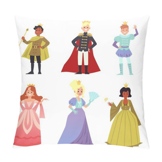Personality  People In Medieval Costumes - Isolated Set Of Cartoon Prince And Princess Pillow Covers