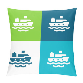 Personality  Boat Flat Four Color Minimal Icon Set Pillow Covers