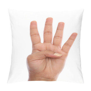 Personality  Human Hand Showing Four Finger Sign Pillow Covers