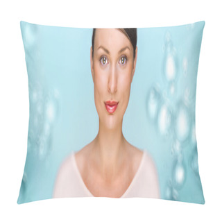 Personality  Close-up Portrait Of Sexy Caucasian Young Woman With Beautiful E Pillow Covers