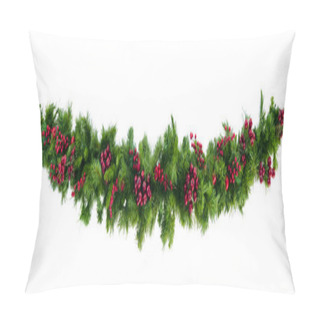 Personality  Christmas Garland With Red Berries, Isolated On White. Pillow Covers