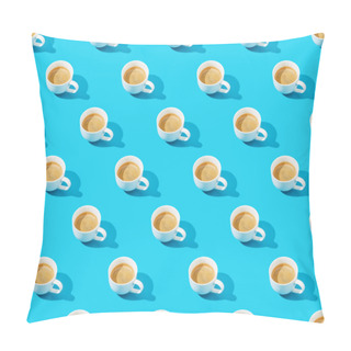 Personality  Cups Of Fresh Coffee On Blue, Seamless Background Pattern Pillow Covers