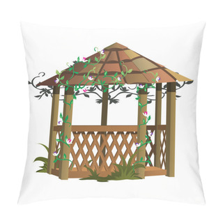 Personality  Cozy Wooden Gazebo With Flowers, Landscape Decor Pillow Covers