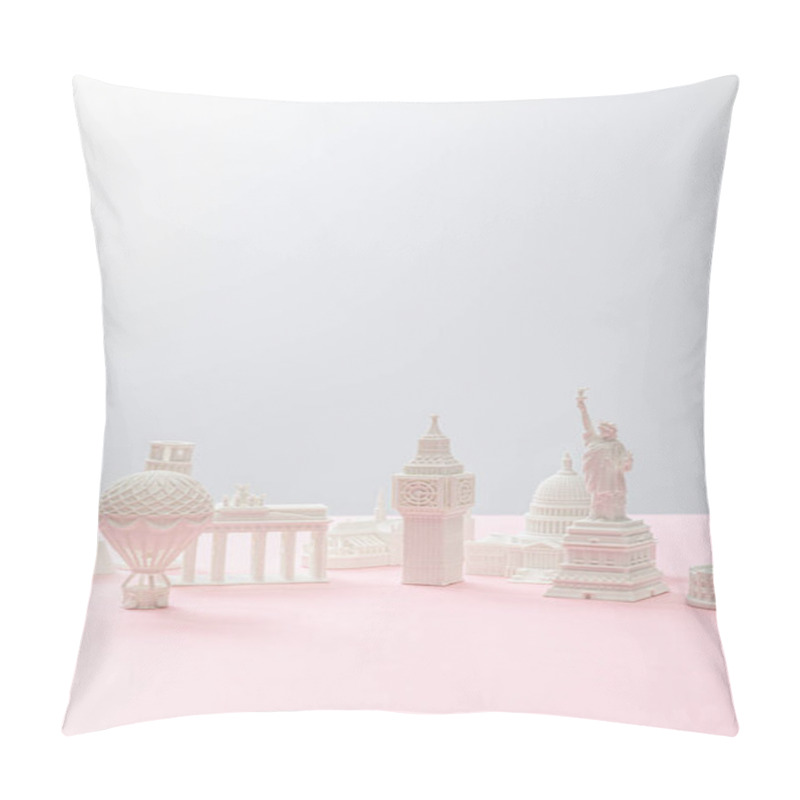 Personality  small souvenirs from different countries on grey and pink  pillow covers
