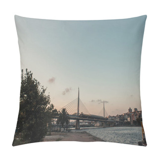 Personality  View Of Golden Horn Metro Bridge And Sea During Sunset In Istanbul, Turkey  Pillow Covers
