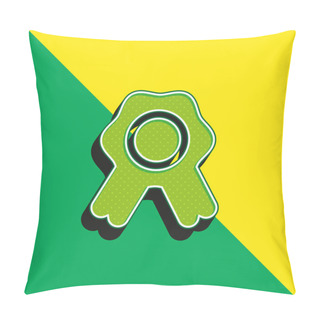 Personality  Badge With Ribbon Green And Yellow Modern 3d Vector Icon Logo Pillow Covers