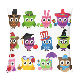 Personality  Vector Set Of Cute Holiday And Seasonal Owls Pillow Covers