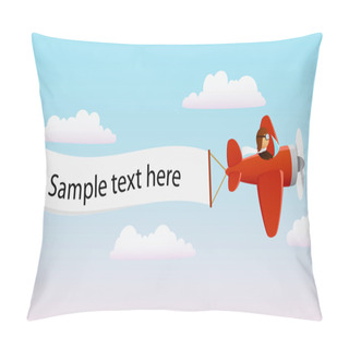 Personality  Cartoon Red Plane With Pilot And Banner Pillow Covers