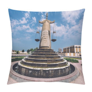 Personality  Scales Of Justice Statue In Ras Al Khaimah Pillow Covers