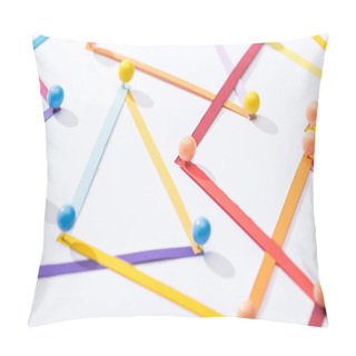 Personality  Multicolored Abstract Connected Lines With Pins, Connection And Communication Concept Pillow Covers