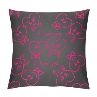 Personality  Seamless Pattern. Hand-drawn Hearts For Valentines Day. Vector Illustration Pillow Covers