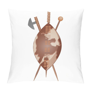Personality  Zulu Shield, Ethnic African Weapon, Club And Spear Pillow Covers