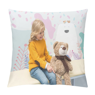Personality  Girl Doing Neurology Examination Of Teddy Bear Pillow Covers