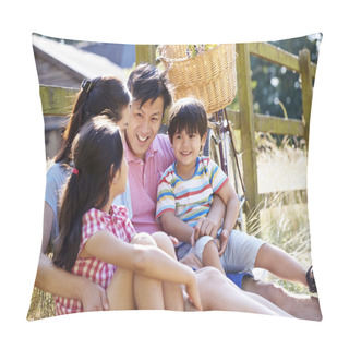 Personality  Asian Family Resting By Fence Pillow Covers
