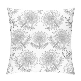 Personality  Drawing From The Contours Of Flowers And Leaves. Abstract Daisies On A White Background. Seamless Vector Pattern. Pillow Covers