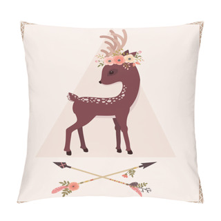 Personality  Deer In Floral Wreath And Arrows Pillow Covers