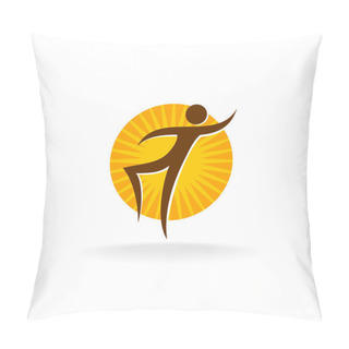 Personality  Tan Figure With Sun Behind Logo Pillow Covers