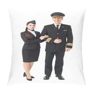 Personality  Airline Crew Stewardess And Pilot Isolated On White Pillow Covers