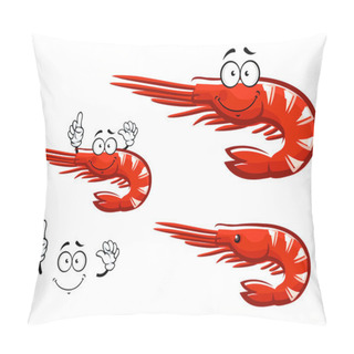 Personality  Isolated Red Shrimp Cartoon Character Pillow Covers