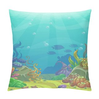 Personality  Cartoon Underwater Vector Illustration. Pillow Covers