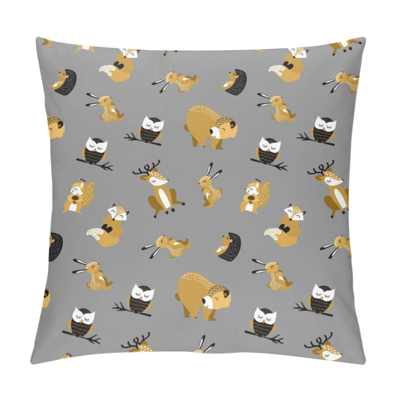 Personality  Pattern with cute cartoon woodland animals pillow covers