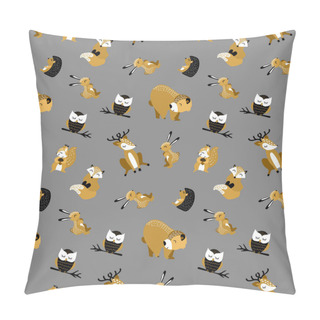 Personality  Pattern With Cute Cartoon Woodland Animals Pillow Covers
