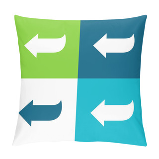 Personality  Arrow Shape Pointing To Left Flat Four Color Minimal Icon Set Pillow Covers