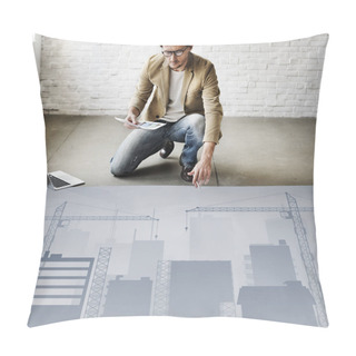 Personality  Businessman Working Near Poster Pillow Covers