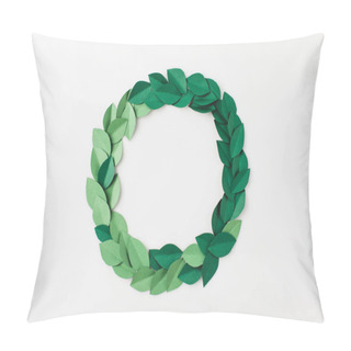 Personality  Round Frame Of Green Paper Leaves Pillow Covers