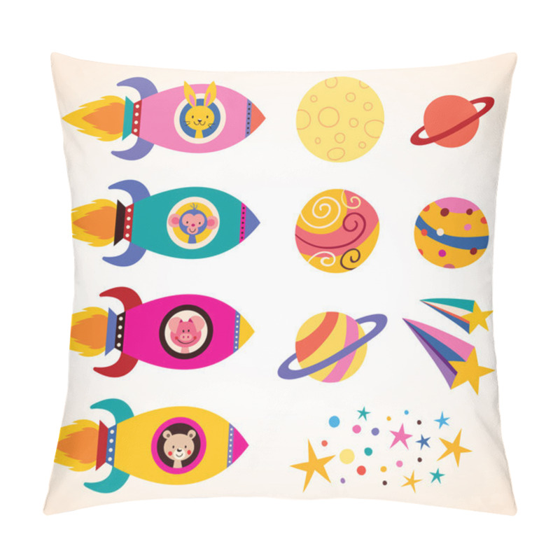 Personality  Cute animals in spaceships pillow covers